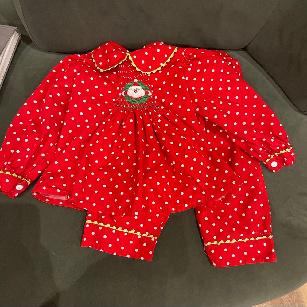 Mom & Me Red Polka Dot Smocked Santa Outfit